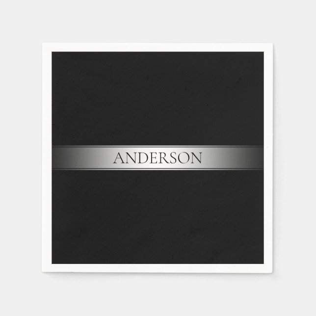 Editable Text & Colours | Gradient Stripe w/Border Napkin (Front)