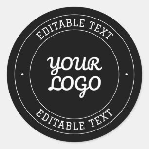 Editable Text Design w/Your Logo Black and White Classic Round Sticker