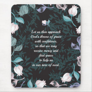 Editable text floral pattern design black ver mouse pad
