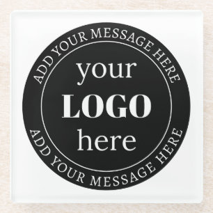 Editable Text & Your Logo or other Design  Glass Coaster