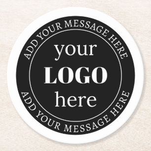 Editable Text & Your Logo or other Design  Round Paper Coaster