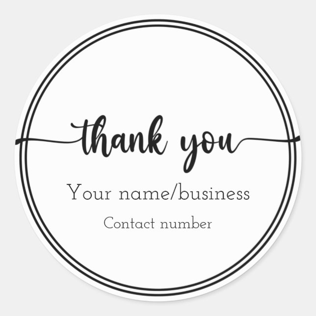 Editable Thank Sticker/Label Classic Round Sticker (Front)
