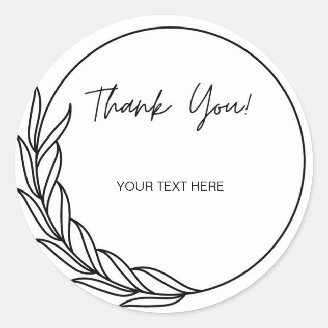 EDITABLE THANK YOU STCIKER CLASSIC ROUND STICKER (Front)