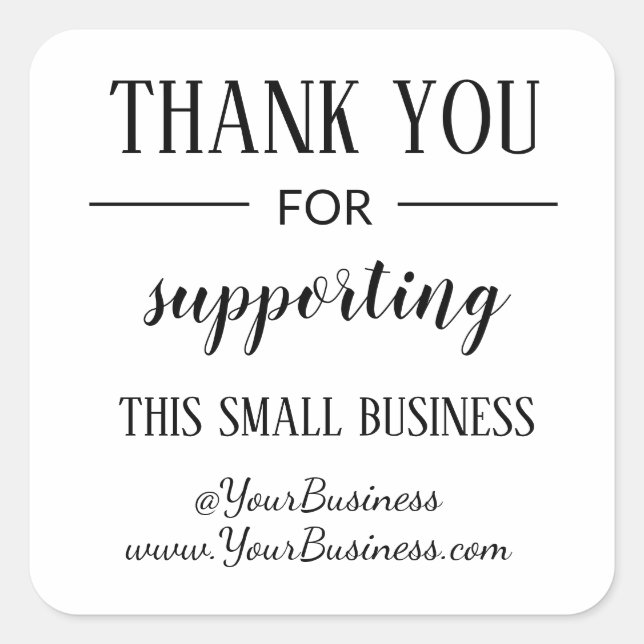 Editable Thank You window sign Square Sticker (Front)