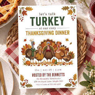Editable Thanksgiving Rustic Turkey Friendsgiving Invitation