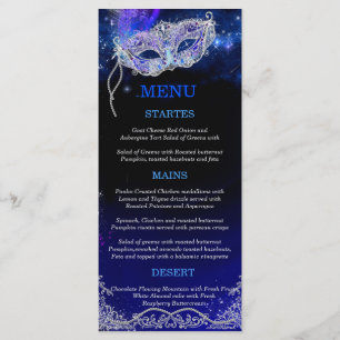 Editable Themes for Masquerade Party Menu card