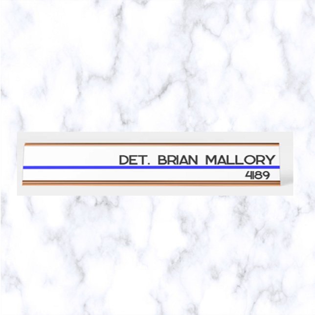 Editable Thin Blue Line Police Law Enforcement Desk Name Plate (Creator Uploaded)
