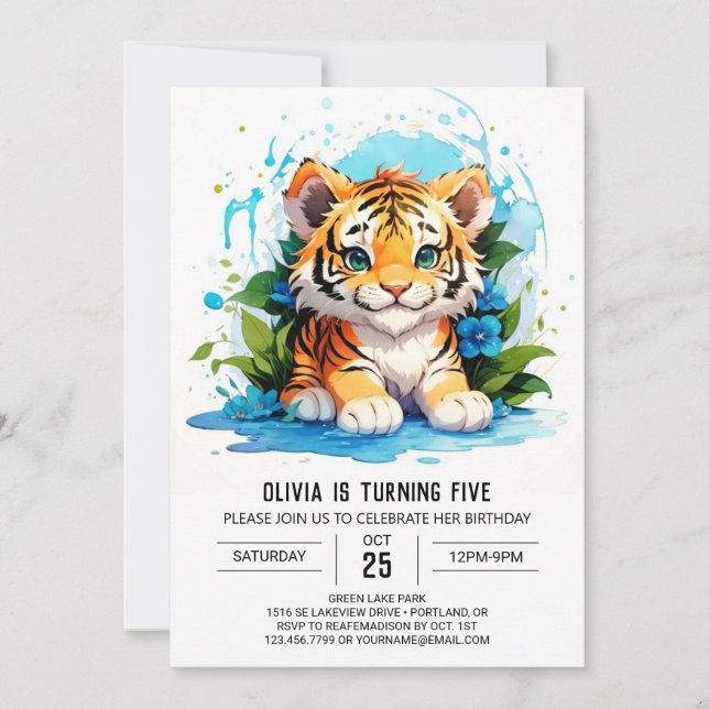 Editable Tiger Boy Birthday Invitation (Front)