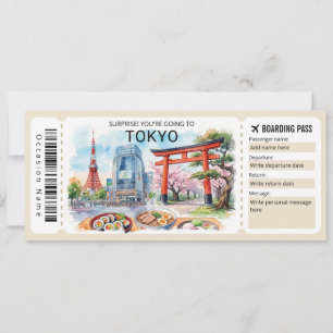 Editable Tokyo Trip Boarding Pass Ticket Invitation