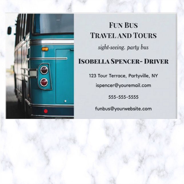 Editable Tour Sightseeing and Party Bus Business Card (Creator Uploaded)