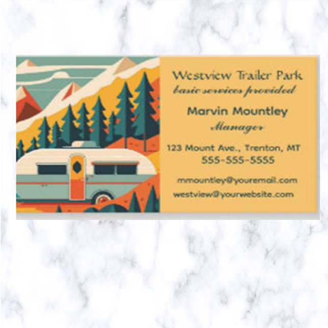 Editable Trailer Park Campground Business Card (Creator Uploaded)