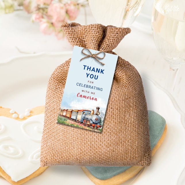 Editable Train Birthday Thank You Tag (Creator Uploaded)