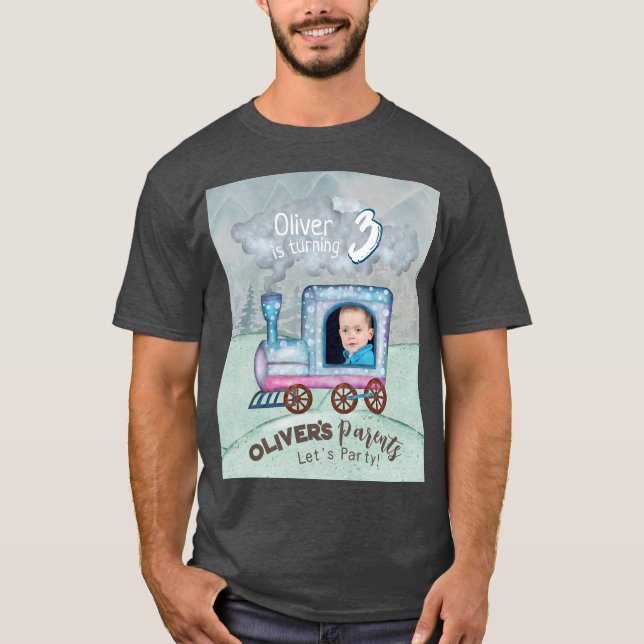 Editable Train Birthday theme  T-Shirt (Front)
