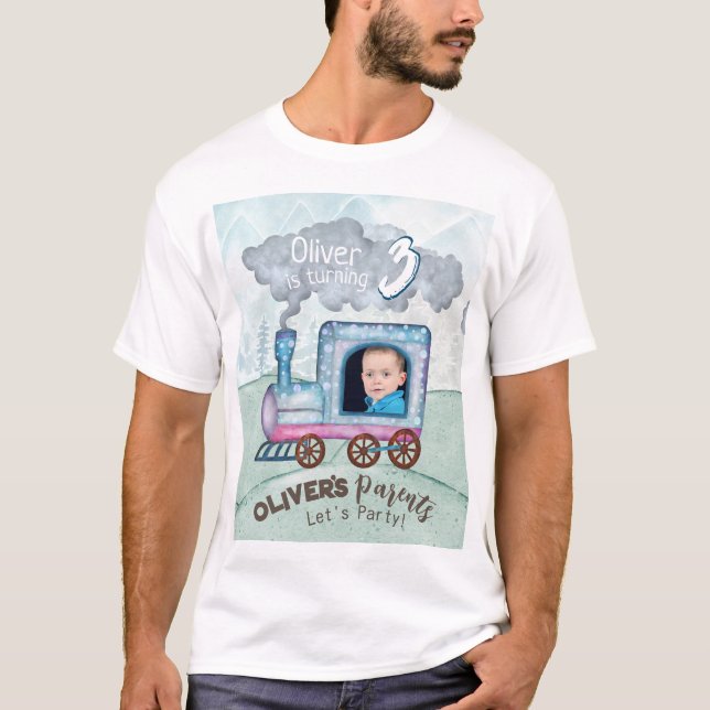 Editable Train Birthday theme  T-Shirt (Front)