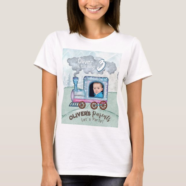 Editable Train Birthday theme  T-Shirt (Front)