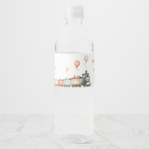 Editable Train Water Bottle Sign Birthday Label