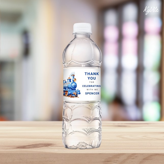 Editable Train Water Bottle Sign Birthday Water Bottle Label (Creator Uploaded)