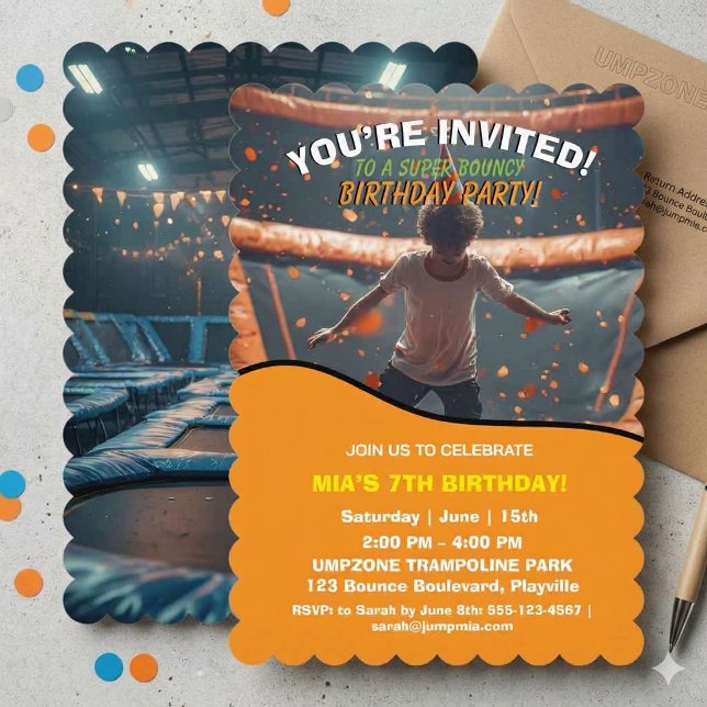 Editable Trampoline Birthday Invitation  (Creator Uploaded)