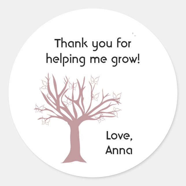 Editable, Tree Thank You Sticker (Front)