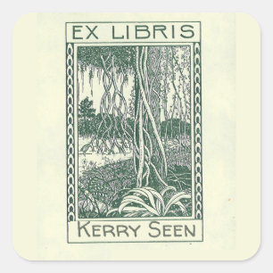 Editable Trees in a Forest Bookplate Square Sticker