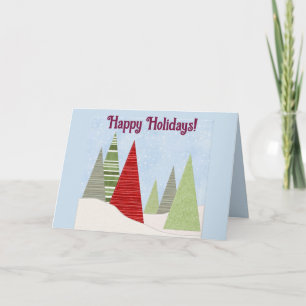 Editable Trees in Winter Christmas Happy Holidays Card