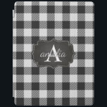 Editable Trendy Black and White Buffalo Plaid Name iPad Cover<br><div class="desc">You can easily personalise your trendy iPad case by using "personalise template. If you would like to edit the fonts or font colours,  just use the blue "customise further" link. Please don't hesitate to ask if you need assistance.</div>