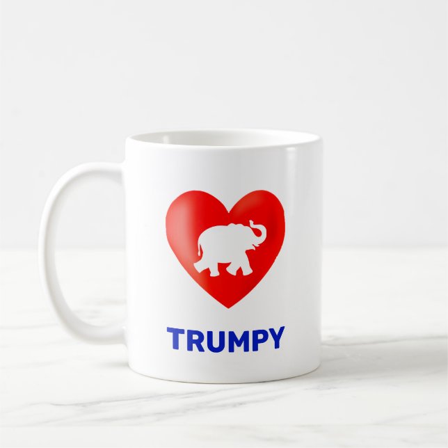 Editable Trumpy heart and elephant Coffee Mug (Left)