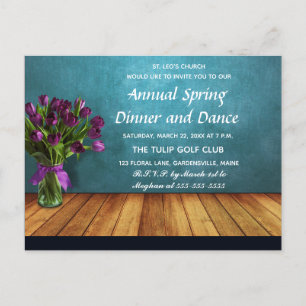 Editable Tulips in a Jar Spring Dinner Invitation Postcard