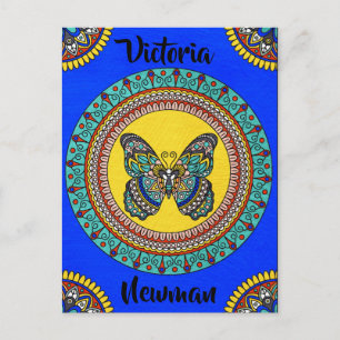 Editable Turquoise and Yellow Butterfly Postcard