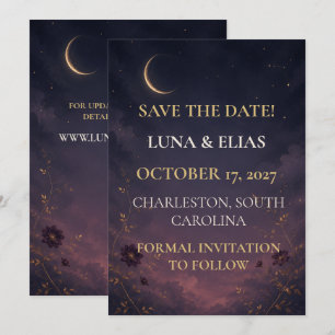 Editable Twilight Celestial Gothic Wedding Save th The Date