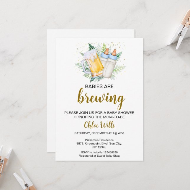 Editable Twin Boys Baby Shower Invitation (Front/Back In Situ)