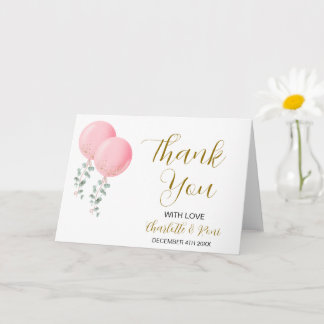 Editable Twin Girls Baby Shower Thank You Card