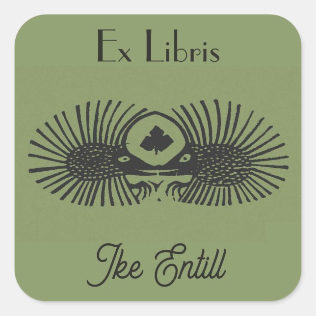 Editable Two Hedgehogs Bookplate Square Sticker (Front)