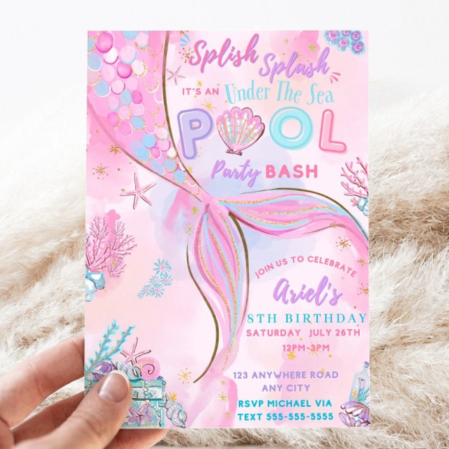 Editable Under The Sea Mermaid Birthday Invitation (Creator Uploaded)