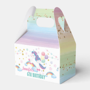Editable Unicorn Birthday Party Personalised Text Favour Box