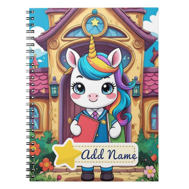 Editable Unicorn School Notebook – Colourful Desig (Front)