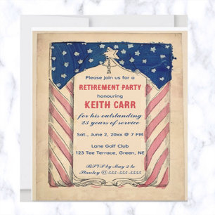Editable USA Patriotic Retirement Invitation