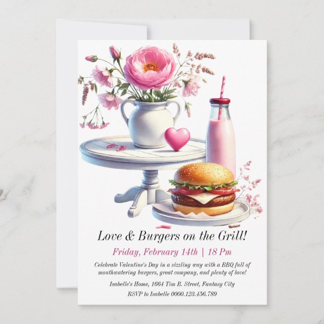 Editable Valentine’s Day BBQ Invitation (Front)