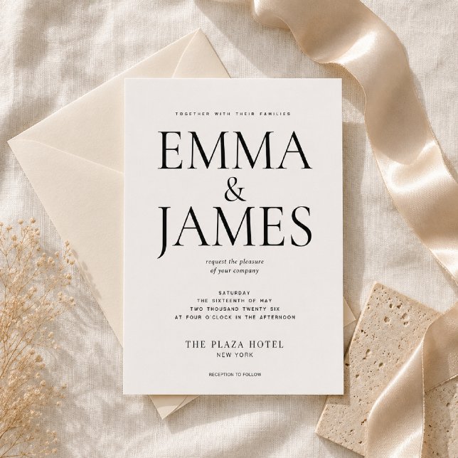 Editable Vertical Typography Luxury Wedding Invitation (Luxury wedding stationery inspired by timeless editorial elegance.)