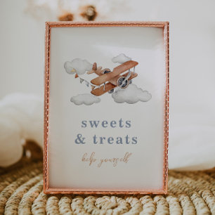 Editable Vintage Aeroplane Food Sign Card