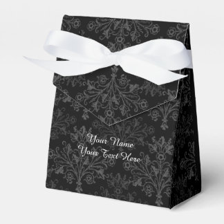 Editable Vintage Damask Medallions on Black Favour Box