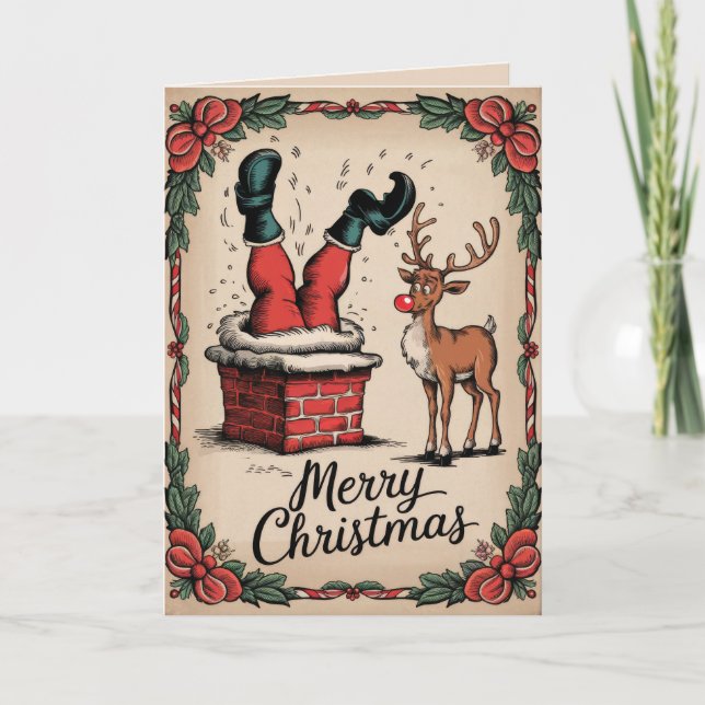 EDITABLE Vintage Funny Christmas Card (Front)