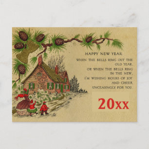Editable Vintage New Years Greeting Postcard