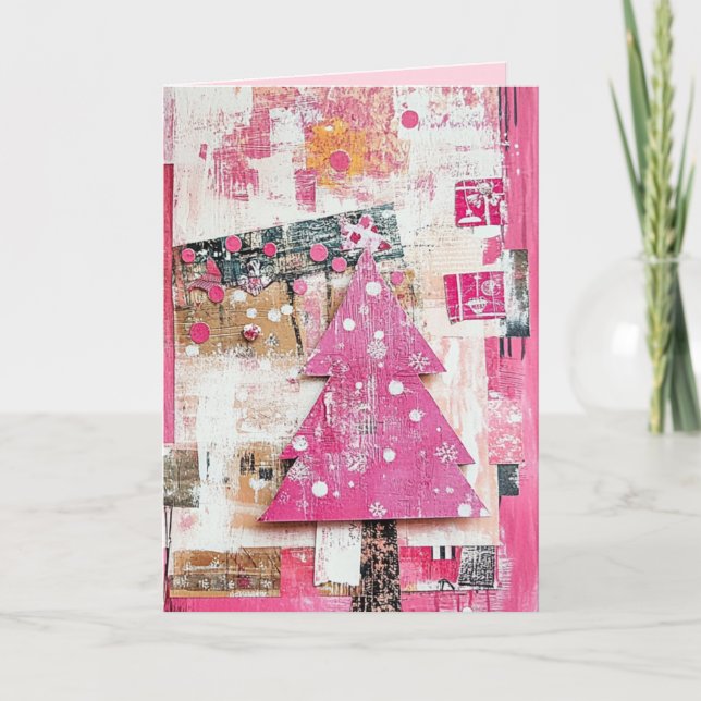 EDITABLE Vintage Pink Christmas Card (Front)