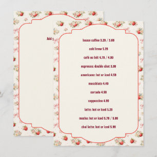 Editable Vintage Strawberry Café Menu Template