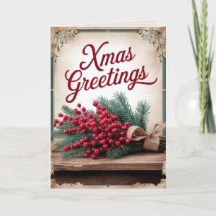 EDITABLE Vintage Xmas Christmas Card