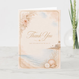 Editable Watercolor Beach Wedding Thank You Card
