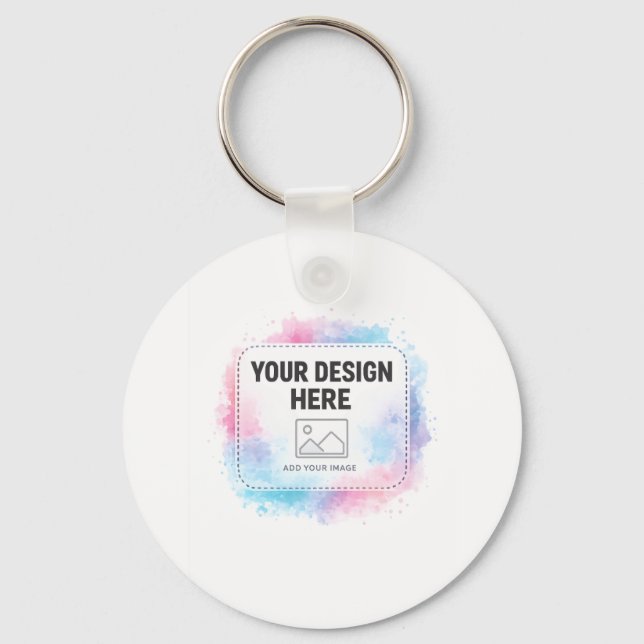 Editable Watercolor Design Template – Your Design Key Ring (Front)