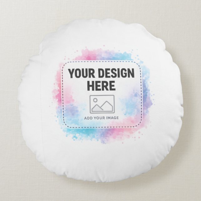 Editable Watercolor Design Template – Your Design Round Cushion (Front)