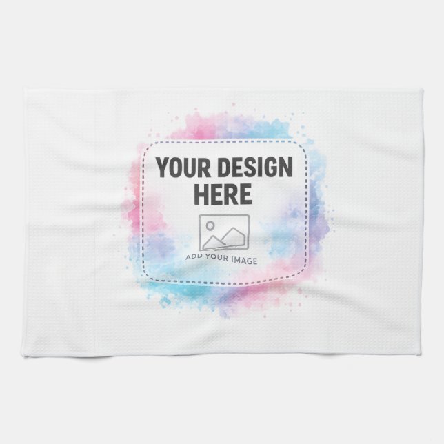 Editable Watercolor Design Template – Your Design Tea Towel (Horizontal)